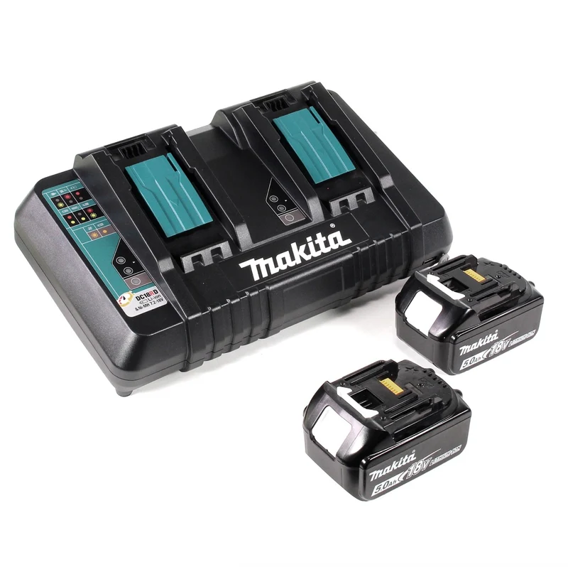 Makita DGA 900 PTKX2 Akku Winkelschleifer 36V ( 2x18V ) 230mm Brushless + 2x Akku 5,0Ah + Doppelladegerät + Ezynut + Koffer