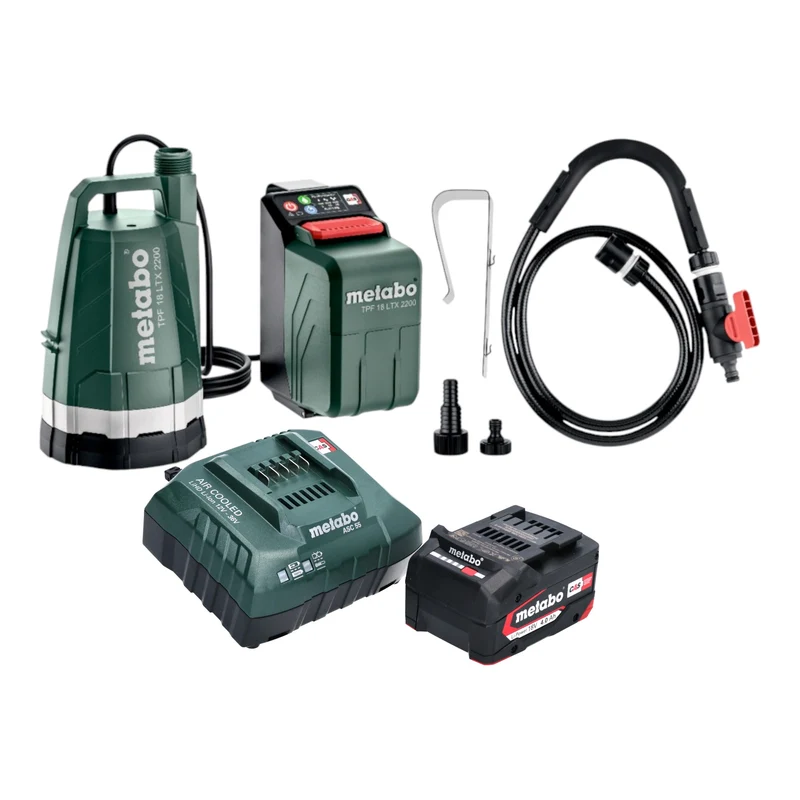 Metabo TPF 18 LTX 2200 Akku Tauch- und Regenfasspumpe 18 V 2200 l/h + 1x Akku 4,0 Ah + Ladegerät