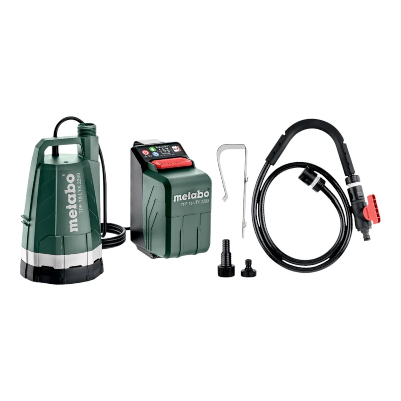 Metabo TPF 18 LTX 2200 Akku Tauch- und Regenfasspumpe 18 V 2200 l/h + 2x Akku 4,0 Ah + Ladegerät