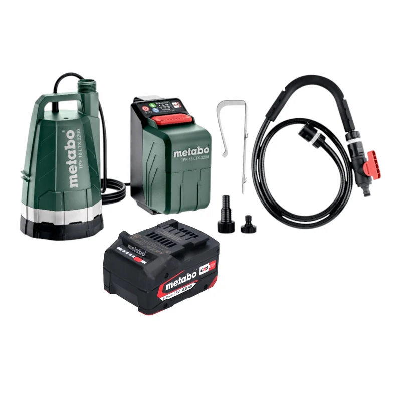Metabo TPF 18 LTX 2200 Akku Tauch- und Regenfasspumpe 18 V 2200 l/h + 1x Akku 4,0 Ah - ohne Ladegerät