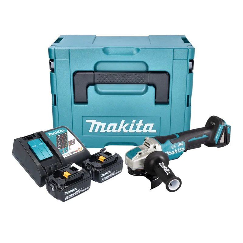 Makita DGA 520 RFJX1 Akku Winkelschleifer 18 V 125 mm X-LOCK Brushless + 2x Akku 3,0 Ah + Ladegerät + Makpac