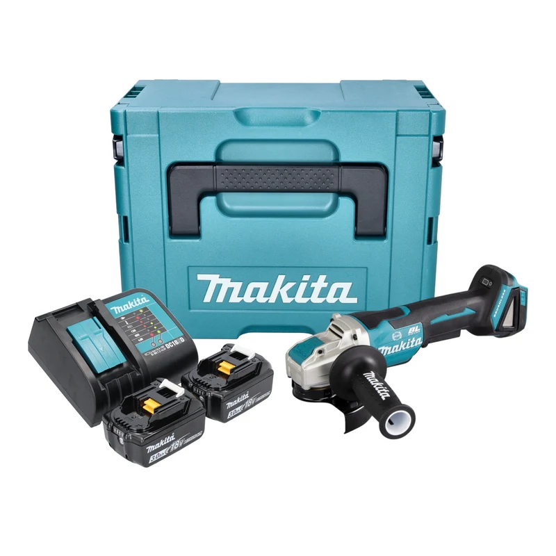 Makita DGA 520 SFJX1 Akku Winkelschleifer 18 V 125 mm X-LOCK Brushless + 2x Akku 3,0 Ah + Ladegerät + Makpac