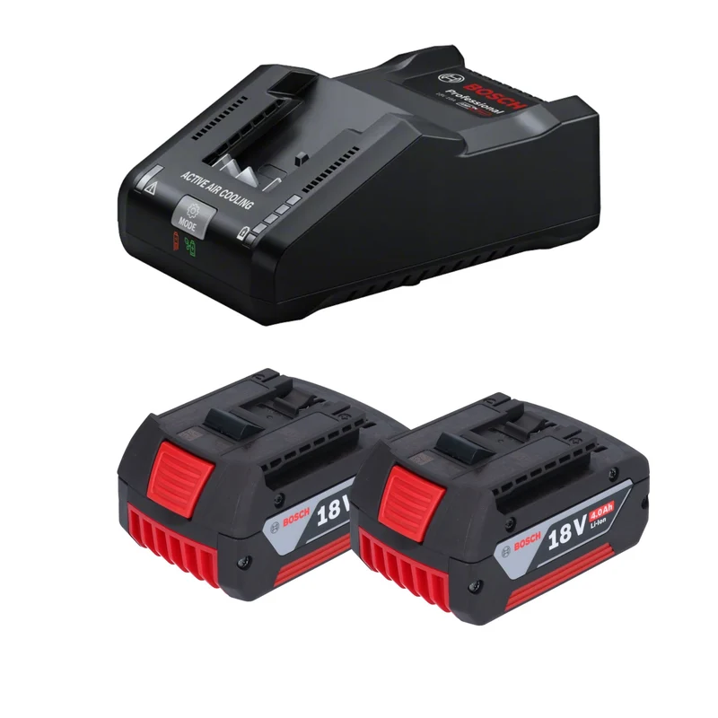 Bosch Starter Set 2x GBA 18 V / 4 Ah / 4000 mAh Li-Ion Akku ( 2x 1600Z00038 ) + GAL 18V-160 Professional Ladegerät ( 1600A02T5G )