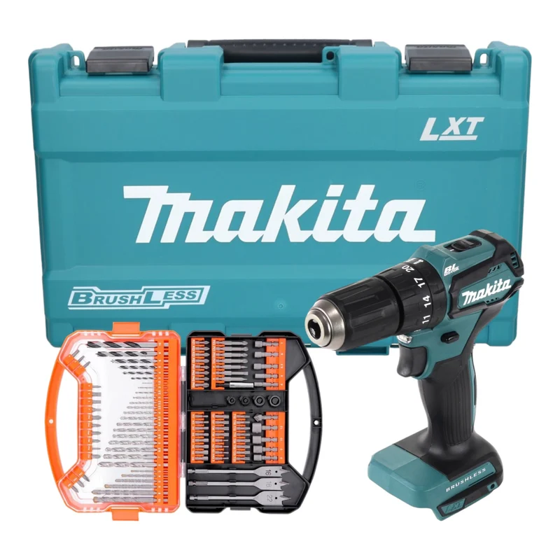 Makita DHP 483 Z Akku Schlagbohrschrauber ( 18 V 40 Nm Brushless ) inkl. Koffer + WellCut 101 tlg. Bit- und Bohrer Set