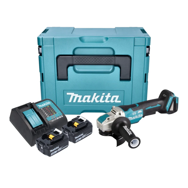 Makita DGA 520 SGJX1 Akku Winkelschleifer 18 V 125 mm X-LOCK Brushless + 2x Akku 6,0 Ah + Ladegerät + Makpac
