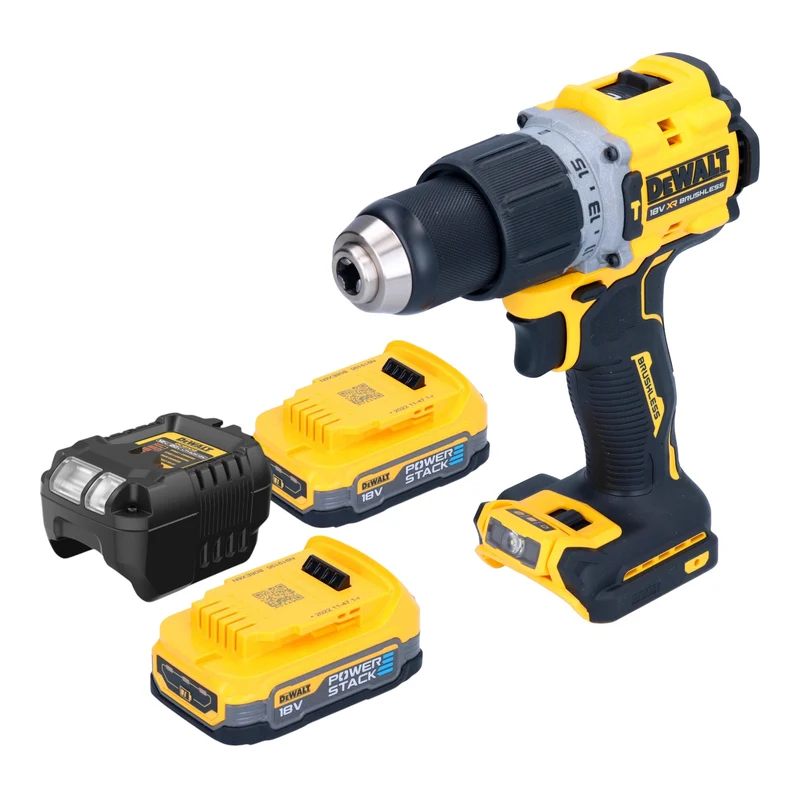 DeWalt DCD 805 E2 Akku Schlagbohrschrauber 18 V 90 Nm Brushless + 2x Powerstack Akku 1,7 Ah + Ladegerät