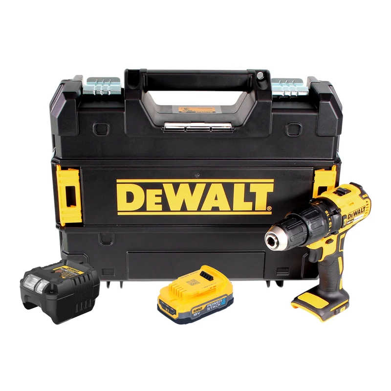 DeWalt DCD 778 E1T Akku Schlagbohrschrauber 18 V 65 Nm Brushless + 1x Powerstack Akku 1,7 Ah + Ladegerät + TSTAK
