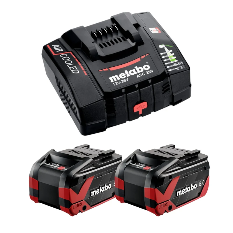 Metabo Basis Set 2x LiHDX Akkupack 18 V 8,0 Ah Akku ( 2x 624975000 ) + ASC 290 Ladegerät ( 627370000 )