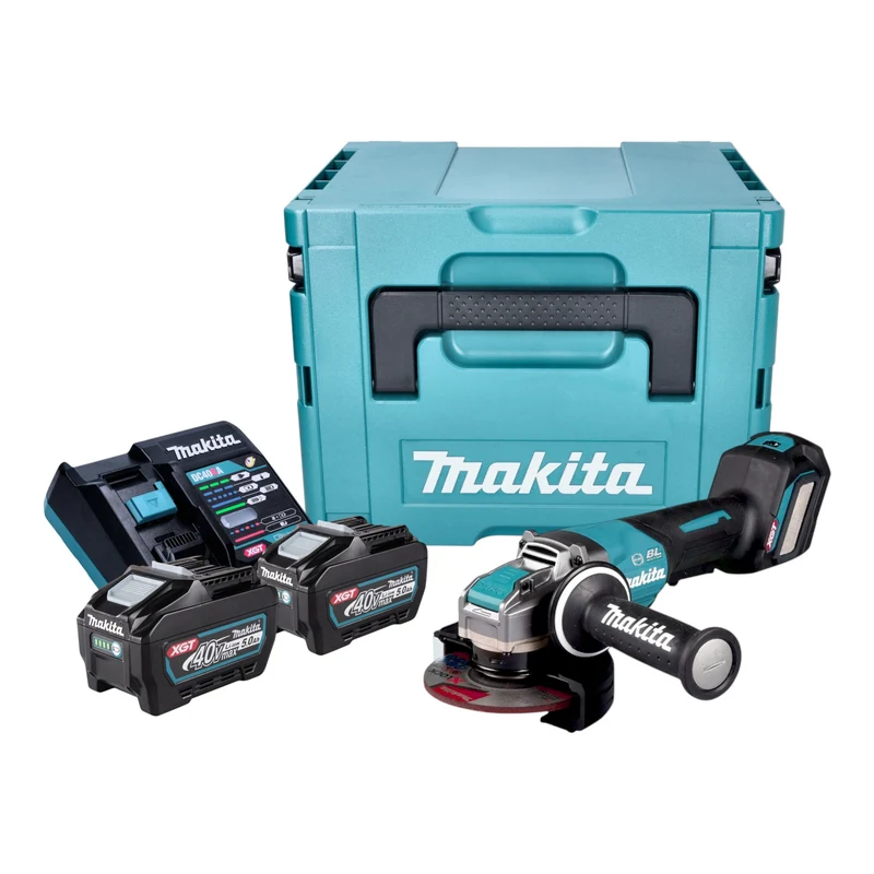 Makita GA 044 GT201 Akku Winkelschleifer 40 V max. 125 mm X-LOCK Brushless + 2x Akku 5,0 Ah + Ladegerät + Makpac
