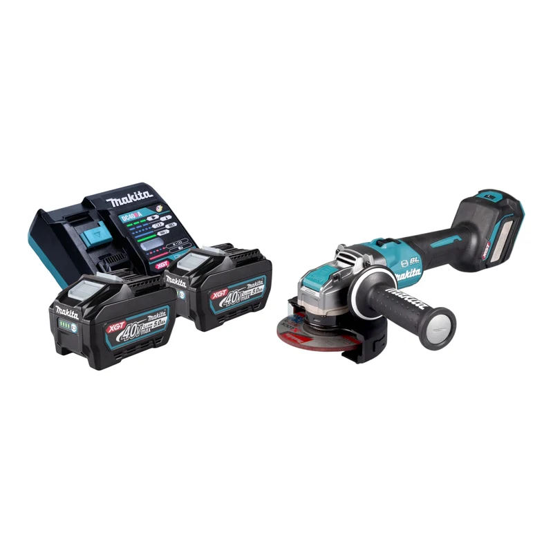 Makita GA 041 GT201 Akku Winkelschleifer 40 V max. 125 mm X-LOCK Brushless + 2x Akku 5,0 Ah + Ladegerät