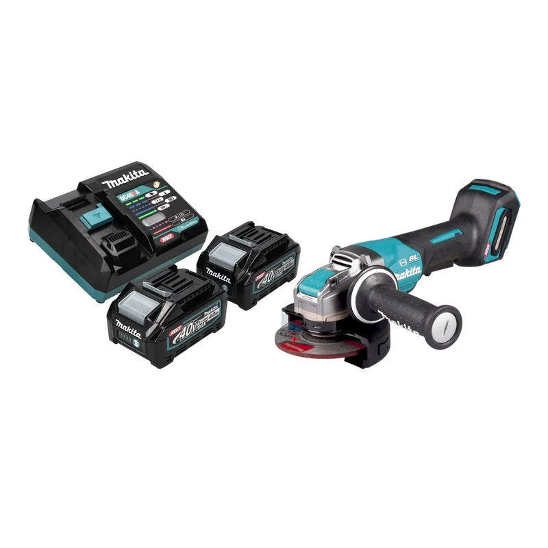 Makita GA 047 GM201 Akku Winkelschleifer 40 V max. 125 mm X-LOCK Brushless + 2x Akku 4,0 Ah + Ladegerät