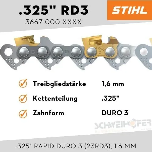 STIHL Sägekette .325" Rapid Duro 3 (23RD3), 1.6 mm