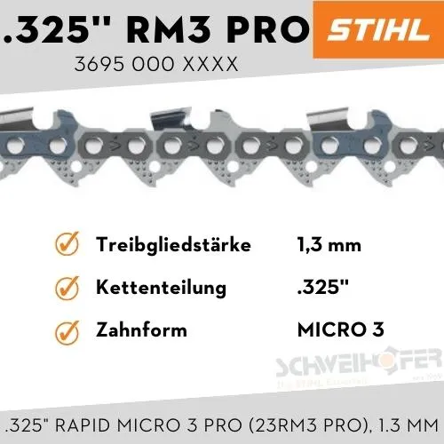 STIHL Sägekette .325" Rapid Micro 3 Pro (23RM3 Pro), 1.3 mm
